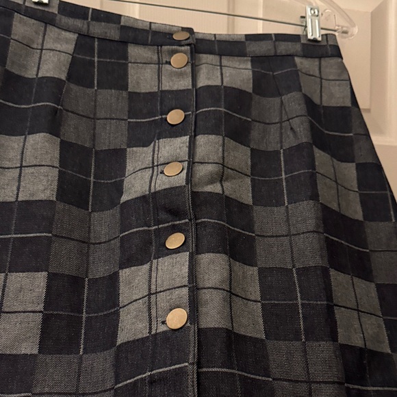Plaid Dark Denim Mini Skirt - Picture 7 of 10